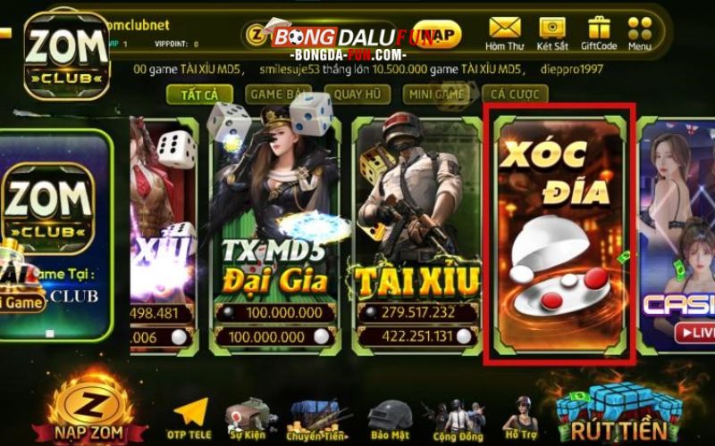 Đôi nét về game xóc đĩa online ZomClub